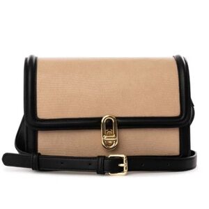 NWT Jules Kae Mia Bag Black Taupe Blush Crossbody Faux Leather Turnlock Anthro